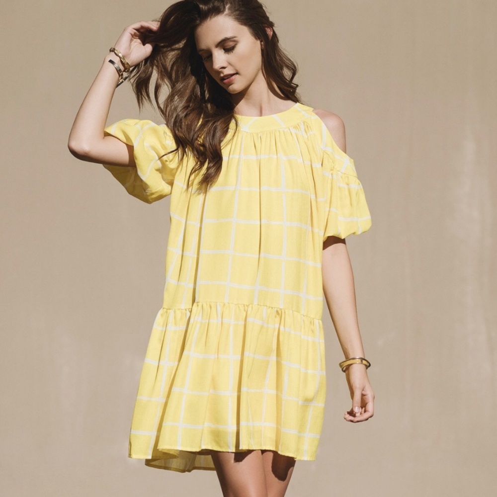 ASOS Moon River Yellow Grid Dress